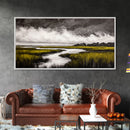 Marshland, Scenic, Natural, Canvas Print, Tranquil River Painting, Serene Landscape Wall Art, Nature Home Decor, Country House Artwork