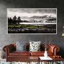 Foggy Forest, Mountain Landscape, Monochrome Wall Art, Framed Canvas Print, Modern Home Decor, Living Room Artwork, Nature Print