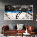 Blue Horizon, Abstract Lines, Framed Canvas Print, Minimalist Painting, Office Wall Art, Geometric Decor, Black and White Aesthetic