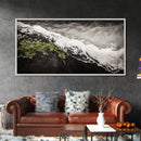Abstract Ocean Waves, Coastal Wall Art, Modern Seascape Painting, Monochrome Beach Decor, Minimalist Black White Art, Canvas Print