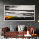 Moody Seascape, Coastal Waves, Black and White Art, Canvas Print, Beach House Decor, Modern Minimalist Wall Art, Office Wall Decor