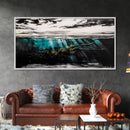 Underwater View, Ocean Depths, Abstract Seascape, Coastal Home Decor, Blue Water Art, Framed Canvas Print, Living Room Wall Art, Unique Art
