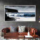 Ocean Waves, Coastal Scene, Monochrome Seascape, Framed Canvas Print, Beach House Decor, Minimalist Ocean Art, Modern Wall Art