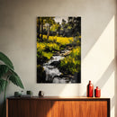Stream Forest, Impressionist, Framed Canvas Print, Nature Wall Art, Greenery Landscape, Relaxing Home Art, Living Room Decor, Country Style