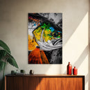 Vibrant Fish Art, Abstract Ocean Decor, Blue Yellow Green, Coastal Wall Art, Nautical Home Decor, Beach House Art, Framed Canvas Print
