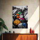 Vibrant Stones, Colorful Art, Modern Abstract, Nature Inspired, Coastal Wall Art, Unique Home Decor, Statement Piece, Framed Canvas Print