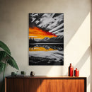 Fiery Sunset, Mountain Reflection, Canvas Print, Lake Wall Art, Nature Photography, Rustic Decor, Living Room Art, Fall Color Palette