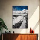 Sandy Path, Tranquil Beach Wall Art, Minimalist Coastal Home Decor, Nature Landscape Print, Ocean Retreat, Framed Canvas Print