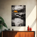 Mountain Stream, Autumn Forest, Nature Landscape Art, Cabin Decor, Wilderness Scenic Print, Living Room Wall Art, Canvas Print