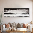 Snowy Lake Scene, Minimalist Landscape, Framed Canvas Print, Winter Wall Art, Serene Home Decor, Modern Office Art, Monochrome Nature Painting