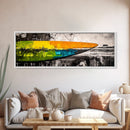 Abstract Surfboard, Bold Colors, Beach House Art, Framed Canvas Print, Tropical Wall Art, Coastal Decor, Boho Vibes, Surfing Gift