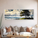 Scenic Tree, Nature Landscape Painting, Coastal Art Print, Living Room Wall Art, Tranquil Home Decor, Framed Canvas Print, Gift Idea