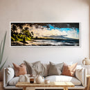 Surfer, Tropical Beach, Ocean, Sunset, Framed Canvas Print, Large Wall Art, Coastal Decor, Beach House, Modern Art, Living Room Wall Art