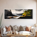 Forest Path, Beach View, Mountain Landscape, Framed Canvas Print, Wilderness Art, Nature Painting, Living Room Wall Art, Rustic Home Decor