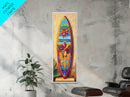 Surfboard, Floral, Bright, Tropical - Canvas Print, Surfboard Wall Art, Beach House Decor, Tropical Living Room Accent, Summer Art Print