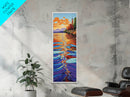 Sunset Water, Church View, Serene Horizon, Framed Canvas Print, abstract water reflections, spiritual art, peaceful living room wall decor