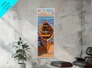 Wooden Boat, Seaside, Calm – Framed Canvas Print nautical wall art, beach decor, ocean scene print, coastal vibes, living room art