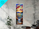 Sunset Lake, Vibrant Sky, Mountain View, Tranquil Nature Scene, Framed Canvas Print, Rustic Cabin Wall Art, Peaceful Decor