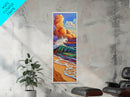 Wave Surf, Sunset, Canvas Print, Vibrant crashing wave at sunset painting, beach lover decor, bold coastal art, beach house wall art