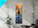 Woman Water, Sunset, Canvas Print, Bohemian Abstract Wall Art, Feminine Bedroom Decor, Sunset Painting, Vibrant Beach Vibes
