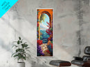 Ocean View, Archway Art, Tropical Seascape, Framed Canvas Print, Coastal Home Decor, Mediterranean Entryway Art, Bright Nautical Art