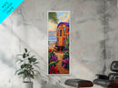 Tropical Camper, Beach Sunset, Framed Canvas Print, beach house wall decor, boho camper wall art, colorful coastal painting, fun summer vibes