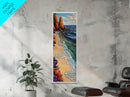 Shoreline Flowers, Ocean Tranquil, Framed Canvas Print, Coastal floral art, beach house decor, modern boho, bedroom wall art