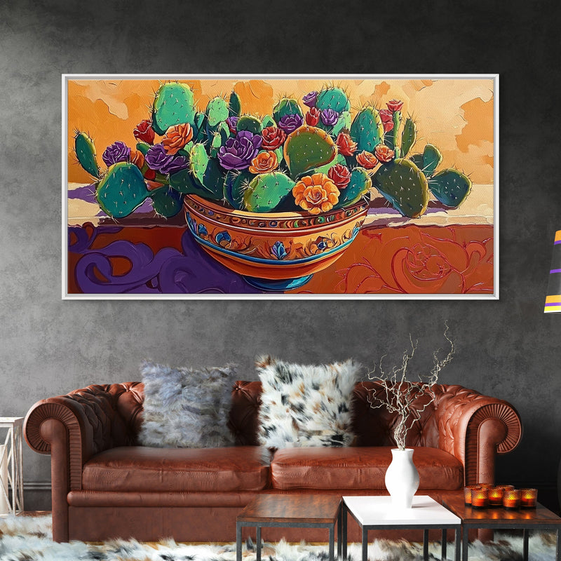 succulent kitchen decor Cactus, Succulent, Pottery, Flowers, Canvas Print southwestern kitchen wall art, vibrant decor, colorful succulent painting