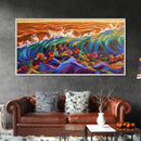 Sunset Ocean, Bold Waves, Color Splash, Canvas Print, Vibrant Seascape Art, Beach House Decor, Coastal Living Room Wall Art