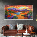 Rainbow Sky, Desert River, Mountain View, Canvas Print, Scenic Landscape Wall Art, Colorful Fall Decor, Living Room Statement Piece