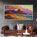 Mountain Desert, Beach, Sunset, Vibrant Desert Mountain Canvas Print, Colorful Southwest Wall Art, Living Room Fall Landscape