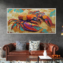 Lobster Coastal, Bold, Framed Canvas Print, Vibrant abstract lobster on sandy background, Nautical Kitchen Decor, Bold Coastal Wall Art