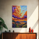 Sunset Sky, Coastal View, Vibrant Nature, Canvas Print, Landscape wall art, boho art, colorful sky painting, Living Room Wall Art