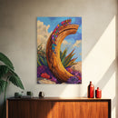 Driftwood, Woven Textile, Desert Sky, Framed Canvas Print, rustic wall art, southwest decor, colorful boho style, Entryway Wall Art