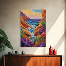 Wild Coast, Ocean Energy, Bold Waves, Colorful Rocks, Canvas Print, Eclectic Wall Art, Coastal Retreat Decor, Psychedelic Ocean Art