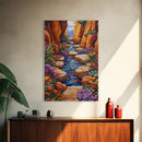 Desert Oasis, Wildflower Stream, Canyon Art, Boho Decor, Eclectic Home Style, Kitchen Wall Art, Canvas Print, Colorful Nature Painting