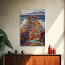 Ocean Stone Path Painting, Canvas Print, Coastal entryway art, vibrant beach decor, boho landscape print, nautical wall piece