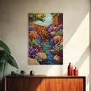 Tree Roots Water, Forest Creek, Vibrant Flora, Nature Beauty, Framed Canvas Print, Office Wall Art, Botanical Decor, Whimsical Art