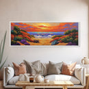 Autumn Sunset Path, Beach Trail Art, Vibrant Landscape, Framed Canvas Print, Fall Home Decor, Coastal Living Room Wall Art, Boho Art