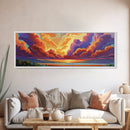 Sunset Cloudscape, Vibrant Sky Painting, Dramatic Evening Art, Framed Canvas Print, Moody Landscape Wall Art, Autumn Bedroom Decor