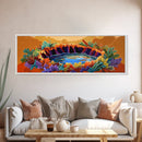 Autumn Oasis, Colorful Pond, Nature Fantasy, Framed Canvas Print, Fall Wall Art, Botanical Bedroom Decor, Vibrant Landscape Painting