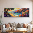 Tranquil Beach, Ocean Breeze, Sunset Cliffs, Canvas Print, Vibrant Seascape Wall Art, Coastal Living Room Decor, Boho Beach Art