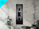 Reflected Loon, Lake Silence, Bird Mirror, Wildlife Art, Moody Black White Framed Canvas Print, Study Nature Wall Decor Minimalist Style
