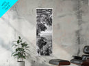 Mangrove Shoreline, Tree Reflections, Still Waters, Tranquil Escape, Black White Nature Framed Canvas Print, Zen Wall Art Entryway Decor