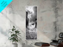 Wave Crash Rocks, Ocean Drama Scene, Moody Beach Photography, Coastal Kitchen Decor, Framed Canvas Print, Nautical Wall Art