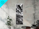 Windy Pines, Cliff Edge, Tree Silhouettes, Canvas Print, Moody Forest Photography, Rustic Cabin Wall Art, Autumn Living Room Decor