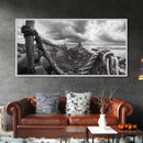 Fishing Net, Stormy Shore, Maritime Nostalgia, Rugged Rope Art, Framed Canvas Print, Nautical Living Room Wall Decor