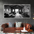 Cozy Cabin Interior, Rustic Living Space, Wood Wall Charm, Canvas Print, Country Living Room Art, Americana Wall Photography
