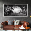 Ocean Cave Opening, Rugged Shoreline Exit, Dramatic Coastal Rock, Canvas Print, Entryway Wall Art, Moody Nautical Decor, Farmhouse Entryway