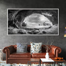 Frozen Ice Cave, Arctic Nature Art, Black and White Winter, Canvas Print, Holiday Wall Art, Nordic Cabin Decor, Winter Aesthetic